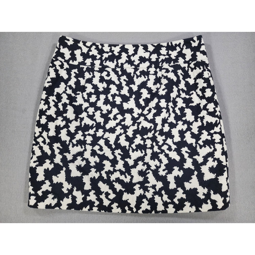 Loft Black Creamy White Abstract Print Mini Skirt Lined Office Career Academia